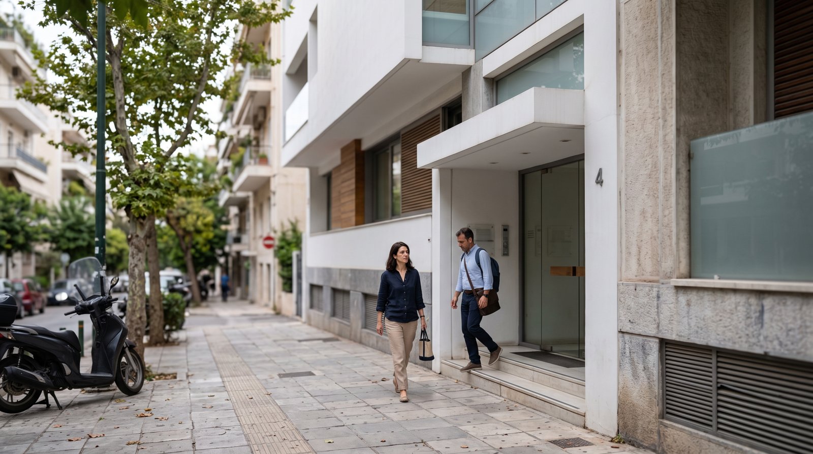 le Musée d'art cycladique au 4 Neofytou Douka à Kolonaki, façade moderne et entrée tranquille dans une lumière douce